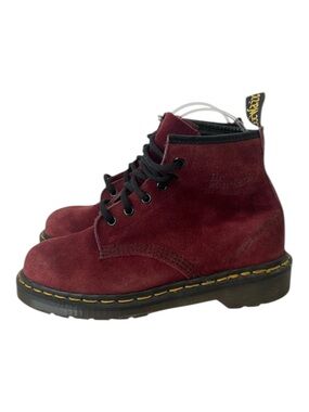 Vintage Dr. Martens Made In England Dark Red Suede Lace Up 6 Eye Boots Size 6 US